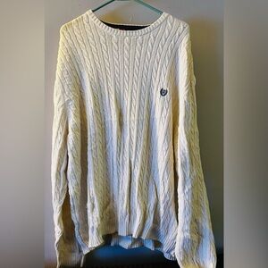 Chaps Ivory Cable Knit Crewneck Sweater